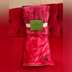 Kate Spade Festive Pink Plush Throw Blanket